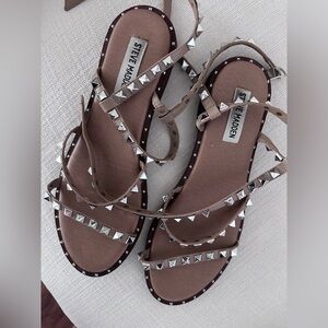 Steve Madden Women's Sandals with Silver Studs - Tan